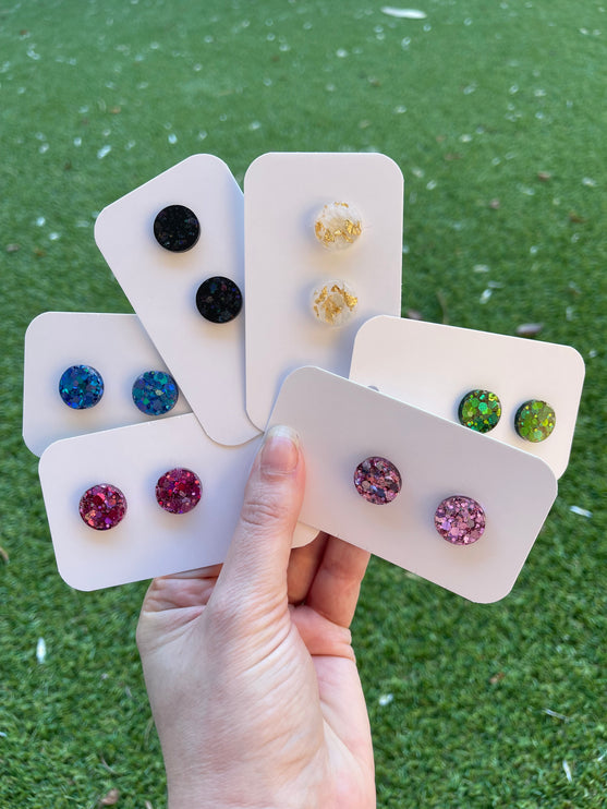 Circle 1.5cm Glitter Earring Studs