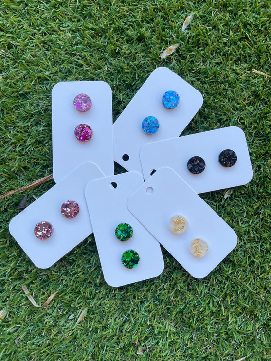 Circle 1.5cm Glitter Earring Studs