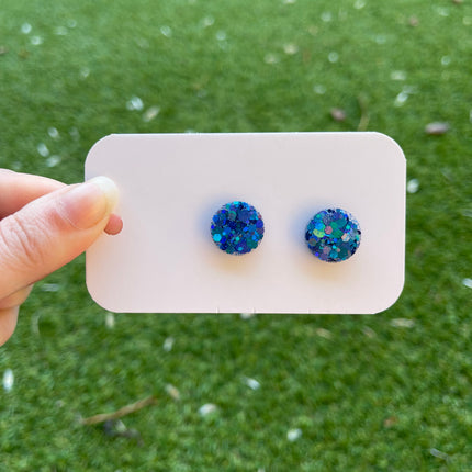 Circle 1.5cm Glitter Earring Studs
