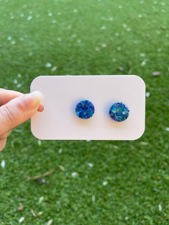 Circle 1.5cm Glitter Earring Studs