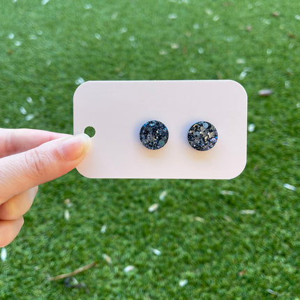 Circle 1.5cm Glitter Earring Studs