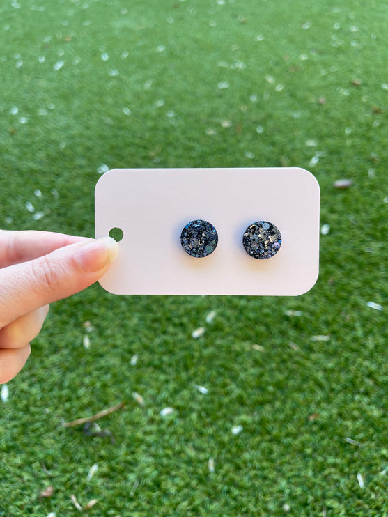 Circle 1.5cm Glitter Earring Studs