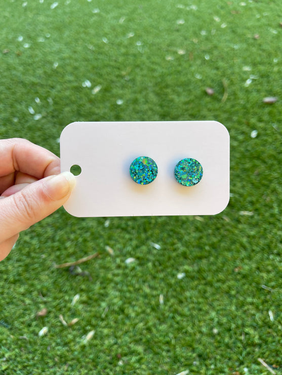 Circle 1.5cm Glitter Earring Studs