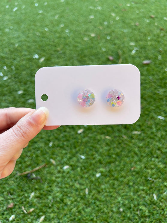Circle 1.5cm Glitter Earring Studs
