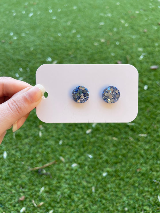 Circle 1.5cm Glitter Earring Studs