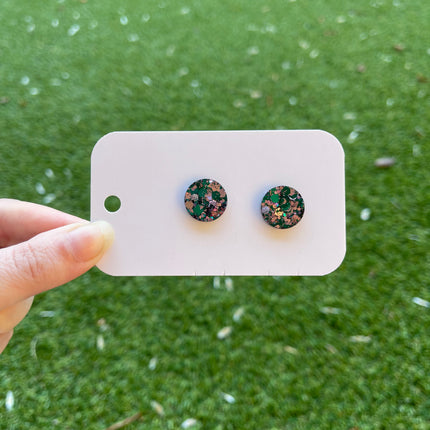 Circle 1.5cm Glitter Earring Studs