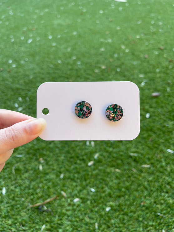 Circle 1.5cm Glitter Earring Studs