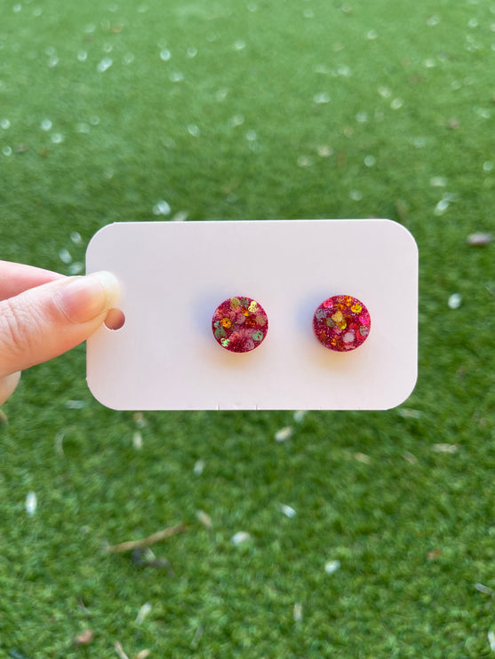 Circle 1.5cm Glitter Earring Studs