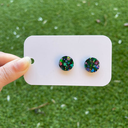 Circle 1.5cm Glitter Earring Studs