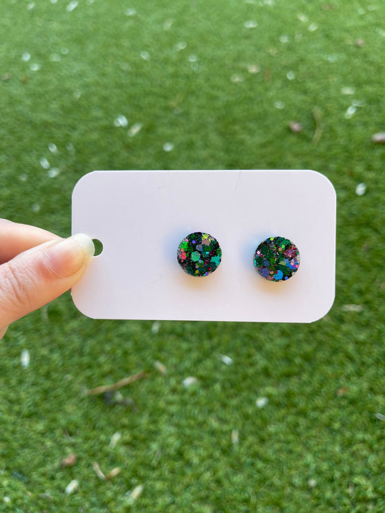 Circle 1.5cm Glitter Earring Studs