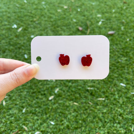 Red Apple Glitter Earring Studs