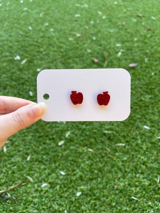 Red Apple Glitter Earring Studs