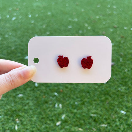 Red Apple Glitter Earring Studs
