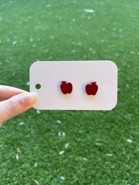 Red Apple Glitter Earring Studs