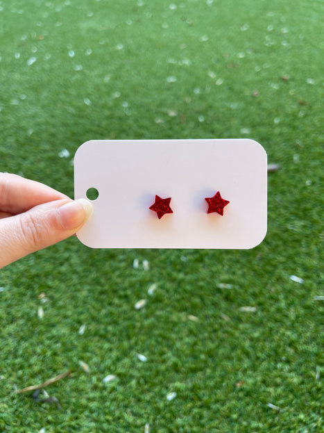 Red Star Glitter Earring Studs