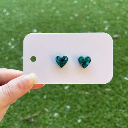 Hearts Glitter Earring Studs