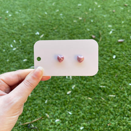 Pink Hearts Glitter Earring Studs