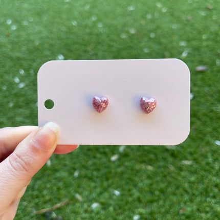 Pink Hearts Glitter Earring Studs
