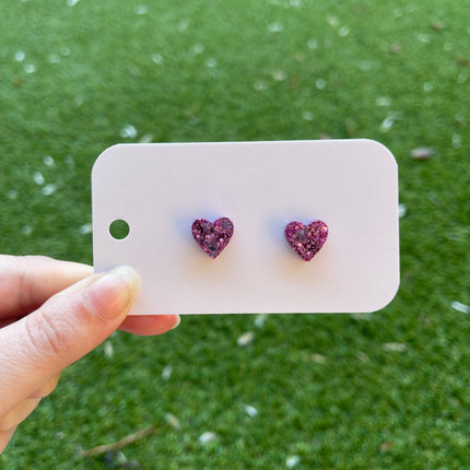 Hearts Glitter Earring Studs