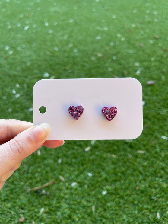Hearts Glitter Earring Studs