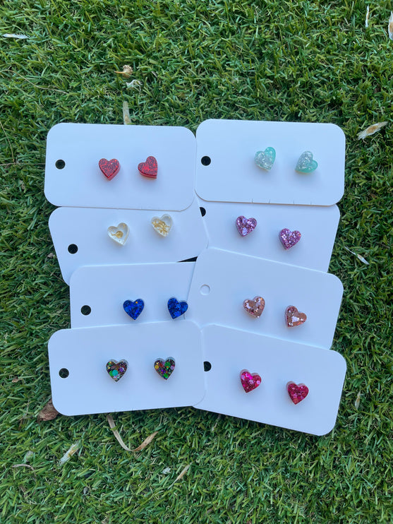 Hearts Glitter Earring Studs