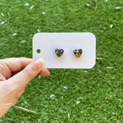 Hearts Glitter Earring Studs