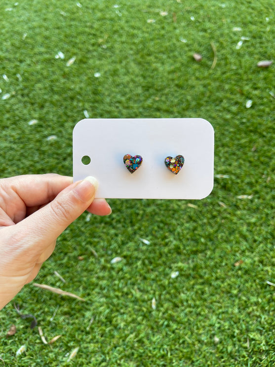 Hearts Glitter Earring Studs