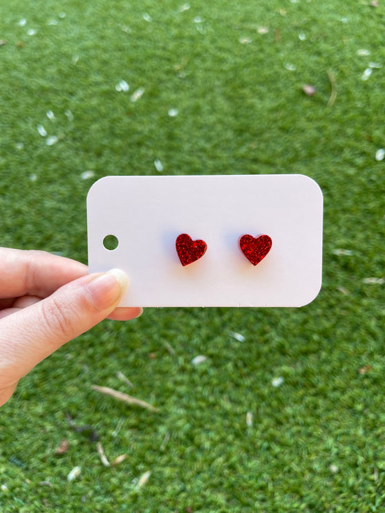 Hearts Glitter Earring Studs
