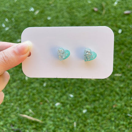 Hearts Glitter Earring Studs