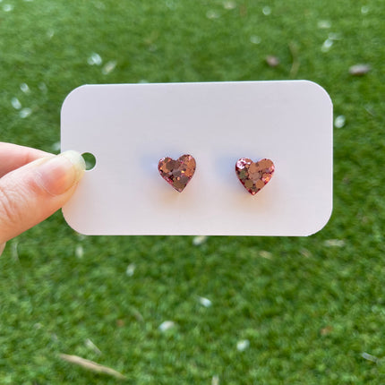 Hearts Glitter Earring Studs