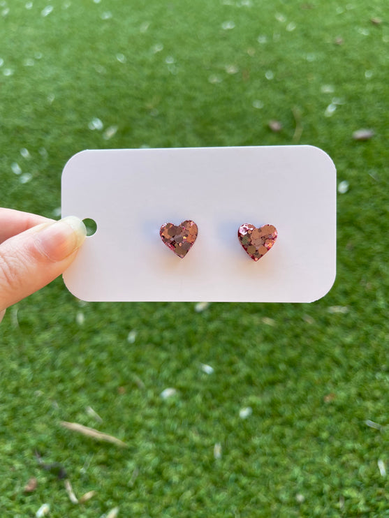 Hearts Glitter Earring Studs
