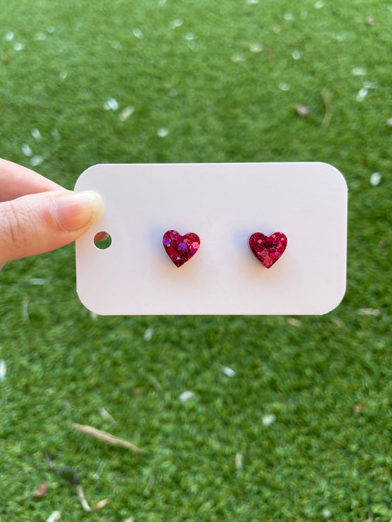 Hearts Glitter Earring Studs
