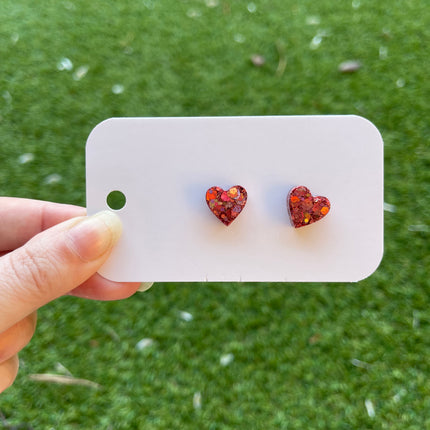 Hearts Glitter Earring Studs