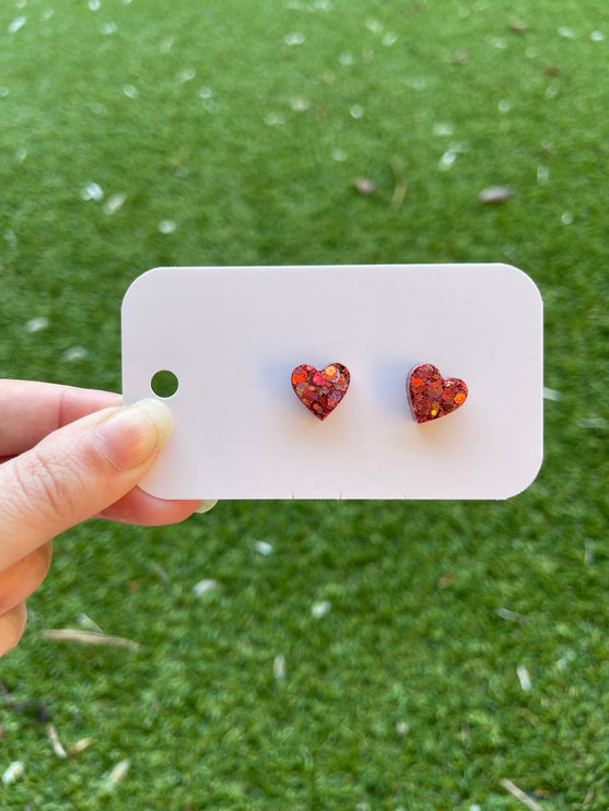 Hearts Glitter Earring Studs
