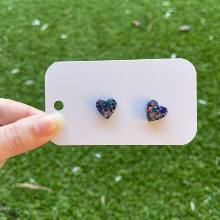 Hearts Glitter Earring Studs