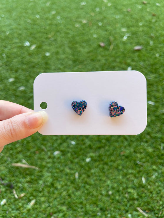 Hearts Glitter Earring Studs