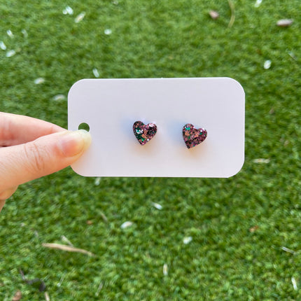 Hearts Glitter Earring Studs