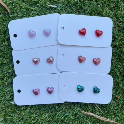 Puffy Hearts Glitter Earring Studs