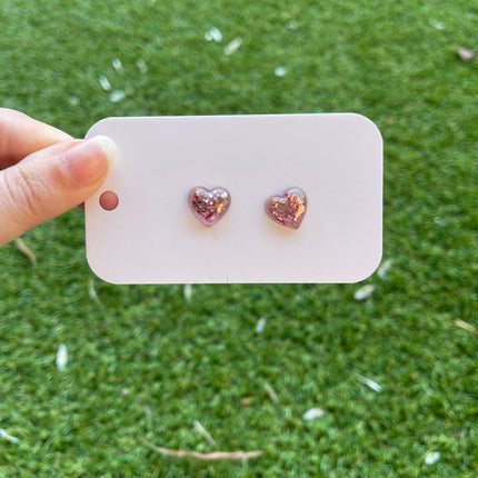 Puffy Hearts Glitter Earring Studs