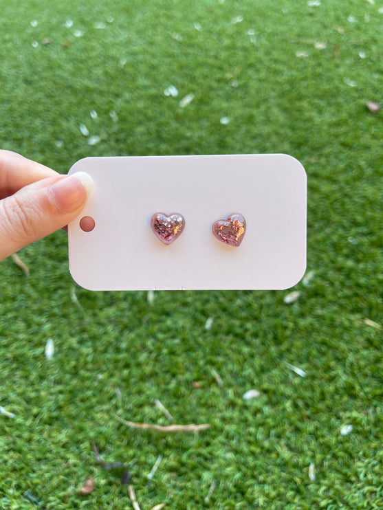 Puffy Hearts Glitter Earring Studs