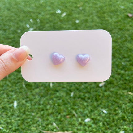 Puffy Hearts Glitter Earring Studs