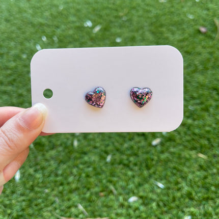 Puffy Hearts Glitter Earring Studs