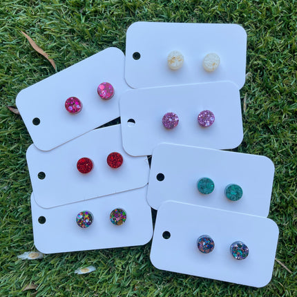1.3cm Circle Glitter Earring Studs