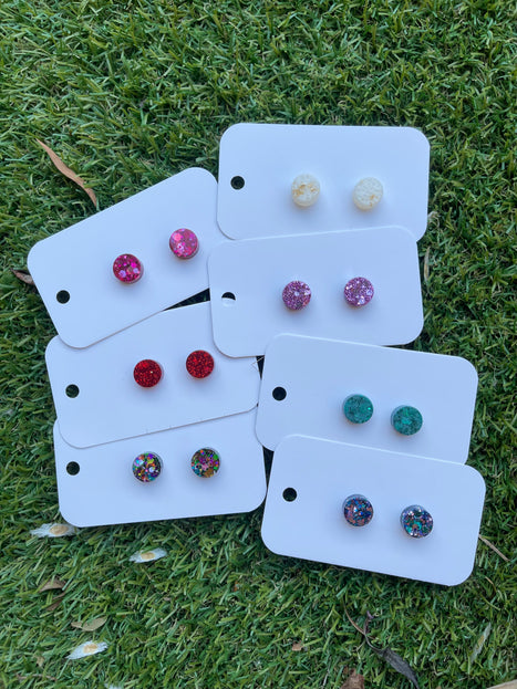 1.3cm Circle Glitter Earring Studs