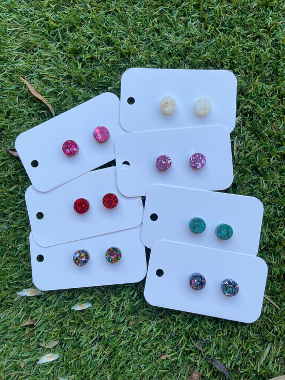 1.3cm Circle Glitter Earring Studs