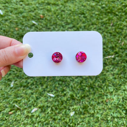 1.3cm Circle Glitter Earring Studs