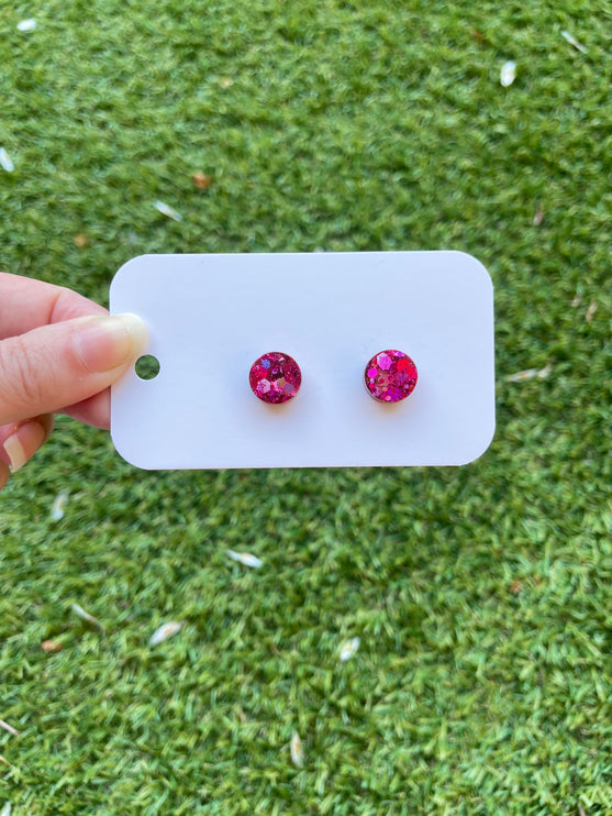 1.3cm Circle Glitter Earring Studs