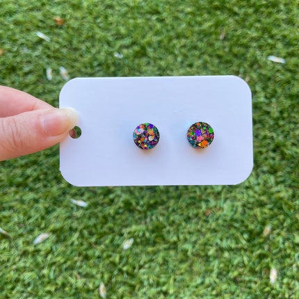 1.3cm Circle Glitter Earring Studs