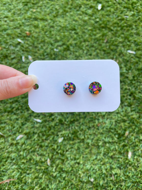 1.3cm Circle Glitter Earring Studs