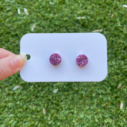 1.3cm Circle Glitter Earring Studs